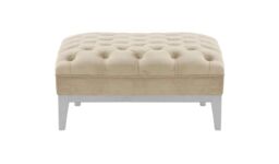 Chesterfield Modern Footstool Wood, light beige, Leg colour: white - thumbnail 1