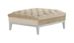 Chesterfield Modern Footstool Wood, light beige, Leg colour: white - thumbnail 2