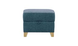 James Footstool with Storage, dirty blue, Leg colour: wax black