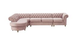 Chesterfield LHF 4-piece Corner Modular Sofa, lilac, Leg colour: wax black