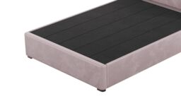 Naomi 4ft6 Double Bed Frame With Fluted Vertical Stitch Headboard, lilac, Leg colour: dark oak - thumbnail 2