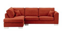 Avos Large Left Hand Corner Sofa, burnt orange, Leg colour: white