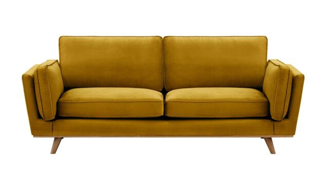 Gabrielle 3 Seater Sofa, mustard, Leg colour: wax black - image 1