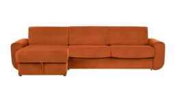 Salsa left hand corner sofa bed with storage, boucle brown