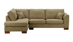 Avos Left Hand Corner Sofa Bed, brown, Leg colour: dark oak - thumbnail 1