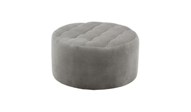 Flair Medium Round Pouffe with Stitching, silver