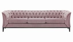 Chesterfield Modern 3 Seater Sofa Wood, lilac, Leg colour: black