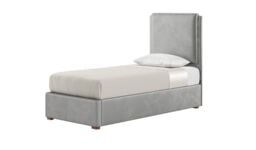 Felix 3ft Single Bed Frame With Contemporary Panel Headboard, silver, Leg colour: aveo