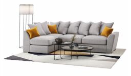 Majestic New Left Hand Corner Sofa with Loose Back Cushions, light grey/mustard - thumbnail 2
