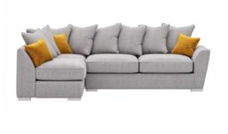 Majestic New Left Hand Corner Sofa with Loose Back Cushions, light grey/mustard - thumbnail 1