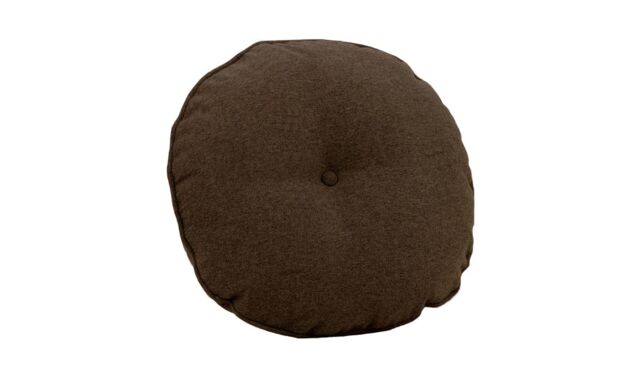 Round single button cushion, brown