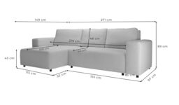 Solace Left Hand Corner Sofa Bed, cream - thumbnail 2