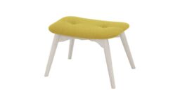 Ducon Wingback Chair + Footstool, yellow, Leg colour: white - thumbnail 2