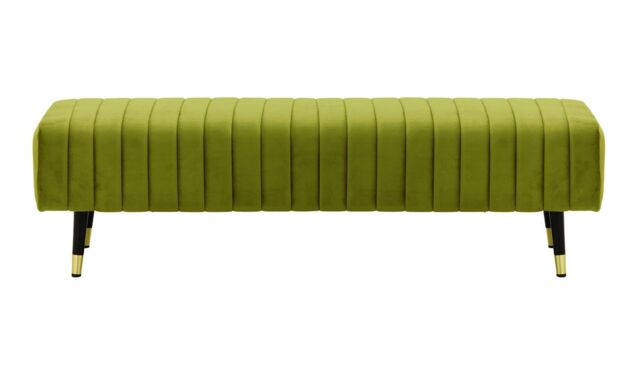 Slender Footstool with quilting, olive green - image 1