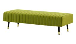 Slender Footstool with quilting, olive green - thumbnail 3