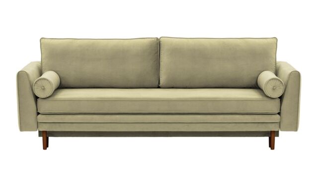 Boris Sofa Bed with Storage, beige, Leg colour: dark oak - image 1