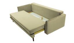Boris Sofa Bed with Storage, beige, Leg colour: dark oak - thumbnail 2