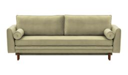 Boris Sofa Bed with Storage, beige, Leg colour: dark oak - thumbnail 1