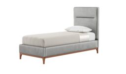 Gene 3ft Single Bed Frame with modern horizontal stitch headboard, silver, Leg colour: aveo - thumbnail 1