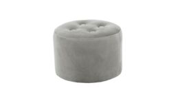 Flair Small Round Pouffe 4 Buttons, silver