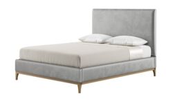 Diane 5ft King Size Bed Frame with modern smooth headboard, silver, Leg colour: wax black - thumbnail 1