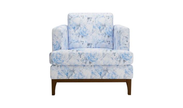 Scarlett Design Armchair, blue, Leg colour: dark oak - image 1