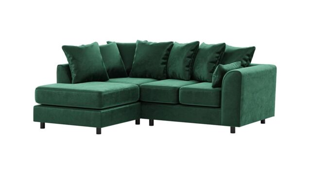 Dillon Velvet Left Hand Corner Sofa, green - image 1