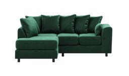 Dillon Velvet Left Hand Corner Sofa, green - thumbnail 4