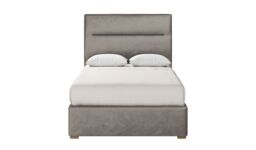 Lewis 4ft Small Double Bed Frame Modern Horizontal Stitch Headboard, grey, Leg colour: wax black - thumbnail 5