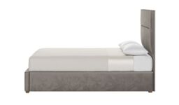Lewis 4ft Small Double Bed Frame Modern Horizontal Stitch Headboard, grey, Leg colour: wax black - thumbnail 4