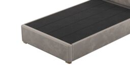 Lewis 4ft Small Double Bed Frame Modern Horizontal Stitch Headboard, grey, Leg colour: wax black - thumbnail 2