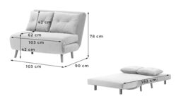 Flic Small Sofa Bed - width 103 cm, light blue, Leg colour: black - thumbnail 2