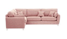 James Large Left Corner Sofa, blush pink, Leg colour: white