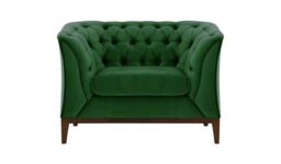 Chesterfield Modern Armchair Wood, dark green, Leg colour: dark oak - thumbnail 1