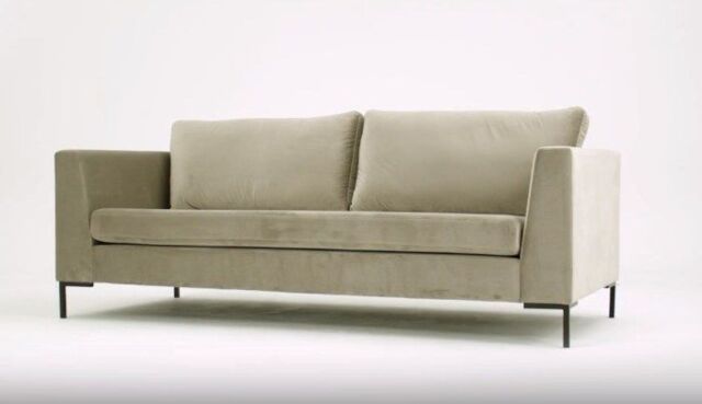 Gosena Right Hand Corner Sofa, yellow, Leg colour: gold metal