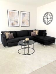 Gosena Right Hand Corner Sofa, yellow, Leg colour: gold metal - thumbnail 3