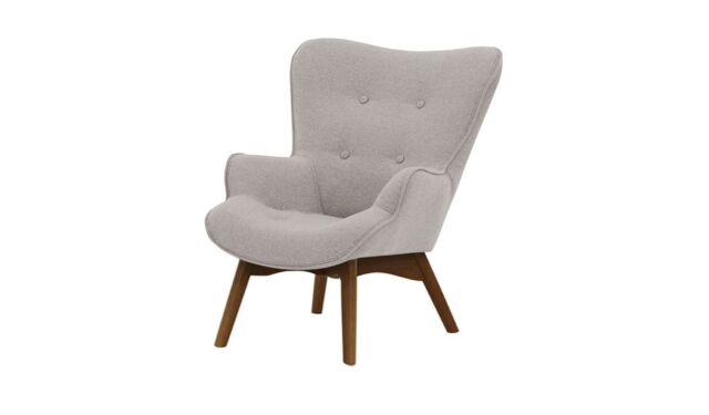 Ducon Mini Children's Wingback Chair, light grey, Leg colour: dark oak - image 1