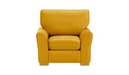 Serena Armchair, yellow, Leg colour: like oak - thumbnail 1