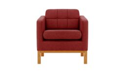 Normann Armchair, red, Leg colour: aveo