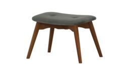 Ducon Velvet Footstool, grey, Leg colour: dark oak