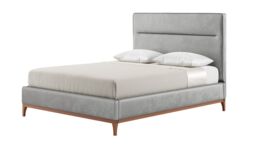 Gene 5ft King Size Bed Frame with modern horizontal stitch headboard, silver, Leg colour: aveo