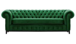 Chesterfield Grand 3 Seater Sofa, dark green, Leg colour: black