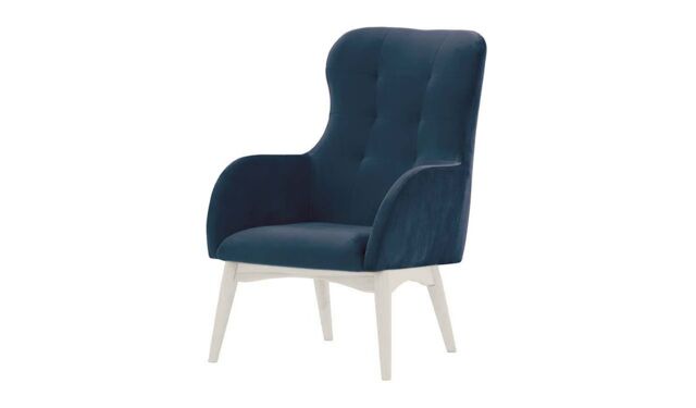 Hollis Wingback Chair, blue, Leg colour: white - image 1