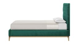 Marlon 4ft Small Double Bed Frame with luxury deep button quilted headboard, dark green, Leg colour: wax black - thumbnail 4