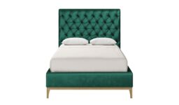 Marlon 4ft Small Double Bed Frame with luxury deep button quilted headboard, dark green, Leg colour: wax black - thumbnail 5