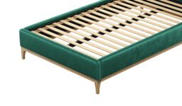 Marlon 4ft Small Double Bed Frame with luxury deep button quilted headboard, dark green, Leg colour: wax black - thumbnail 2