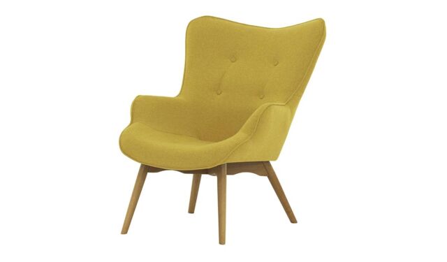 Ducon Wingback Chair, yellow, Leg colour: like oak - image 1