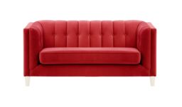 Sodre 2 Seater Sofa, dark red, Leg colour: white