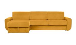 Salsa corner sofa bed with storage, mustard