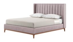 Reese 6ft Super King Size Bed Frame with fluted vertical stitch wing headboard, lilac, Leg colour: aveo - thumbnail 1